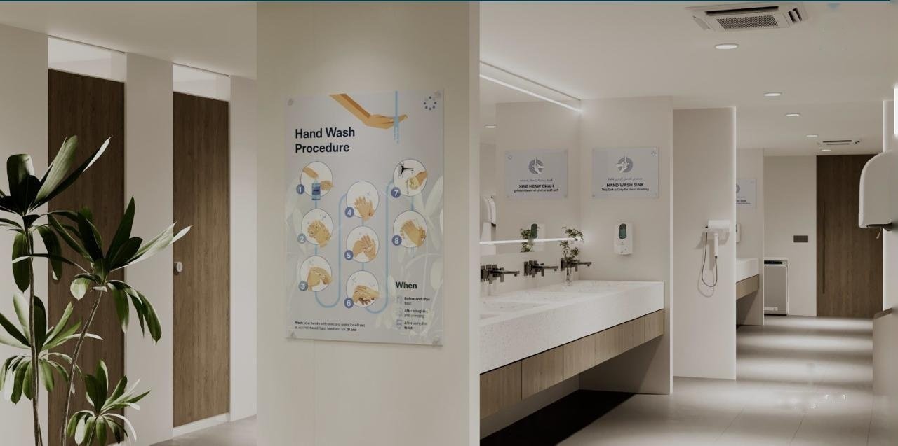Commercial washroom plumbing fixtures