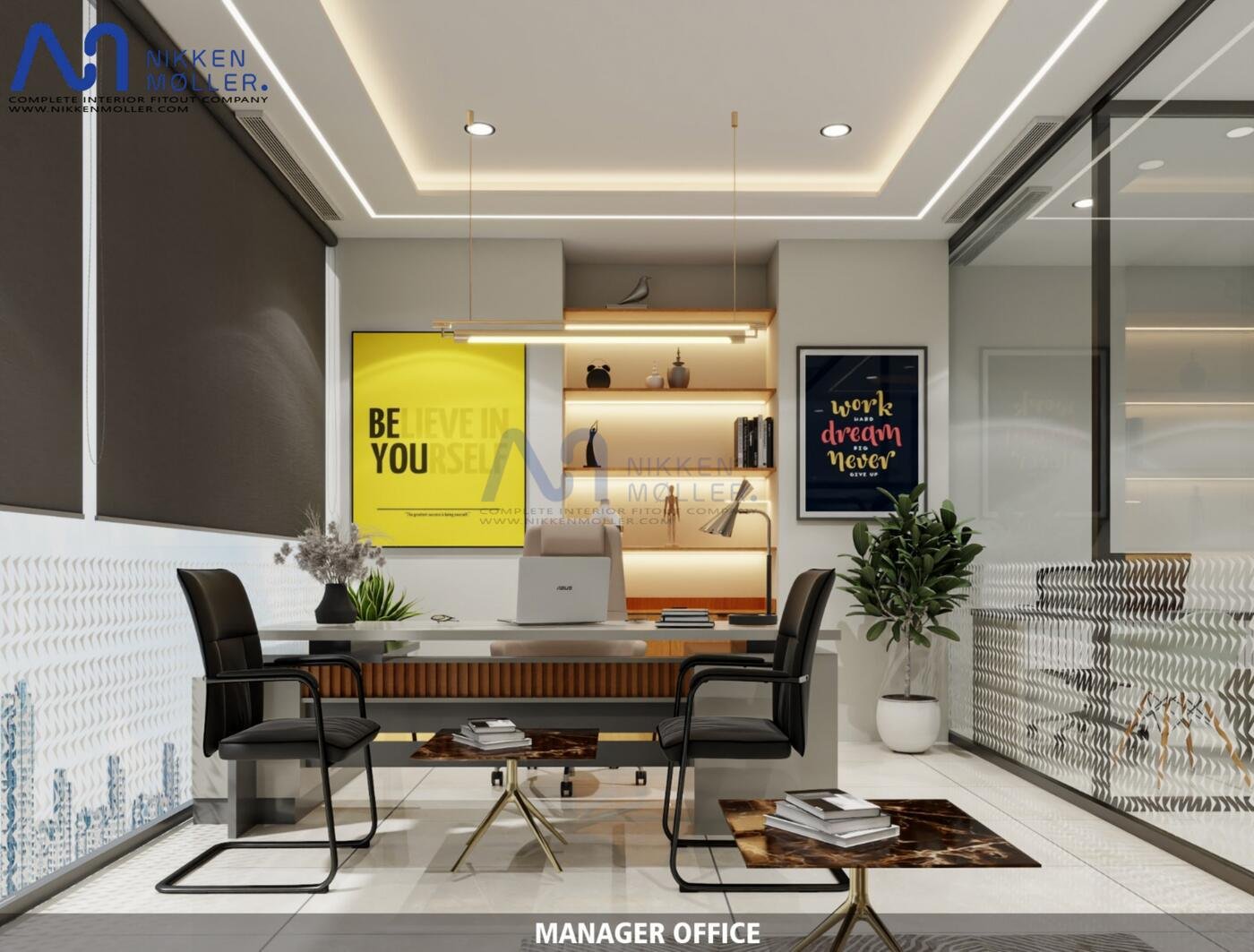 Glazed private manager office