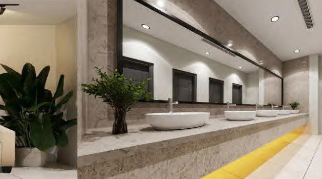 Marble washroom vanity