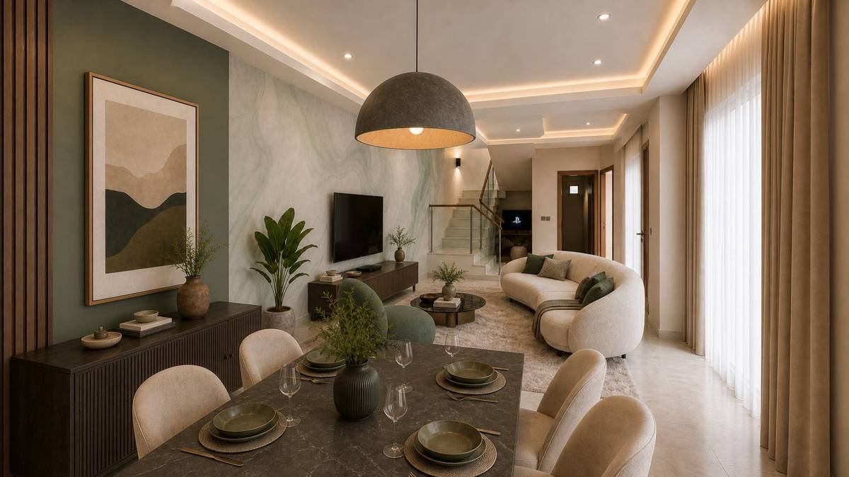 Medium tier dining and living space, alternate angle